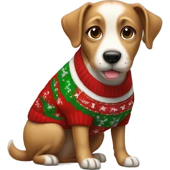Dog wearing a Christmas sweater emoji