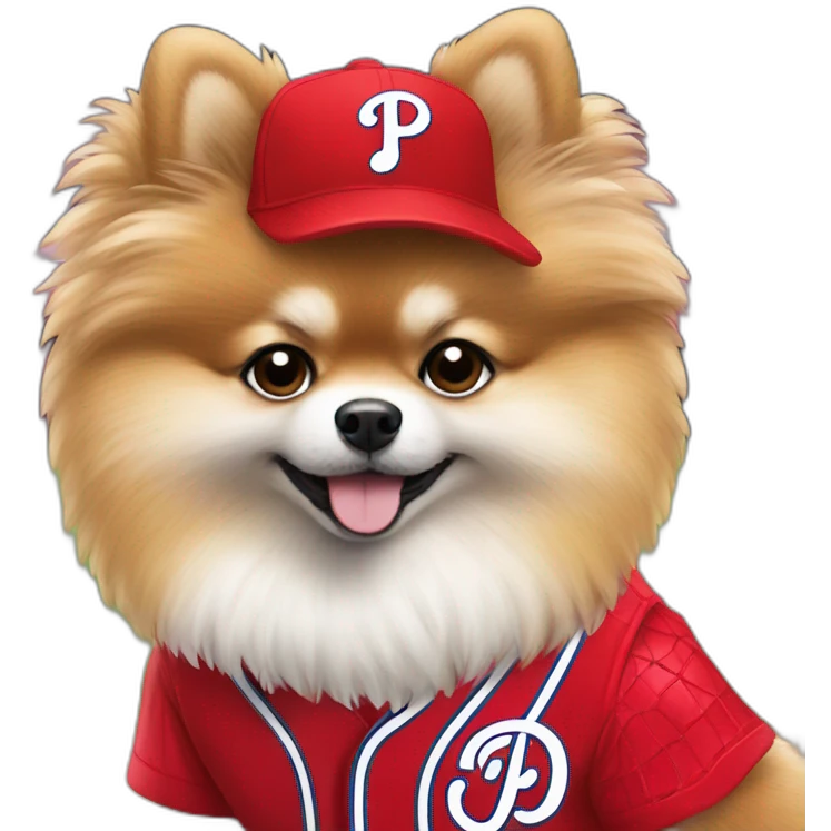 pomeranian wearing philadelphia phillies uniform emoji