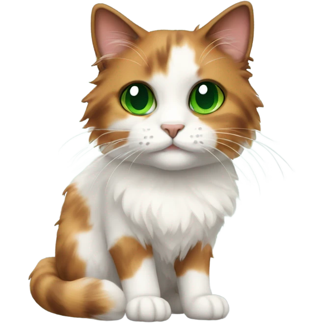 fluffy calico cat with green eyes  emoji