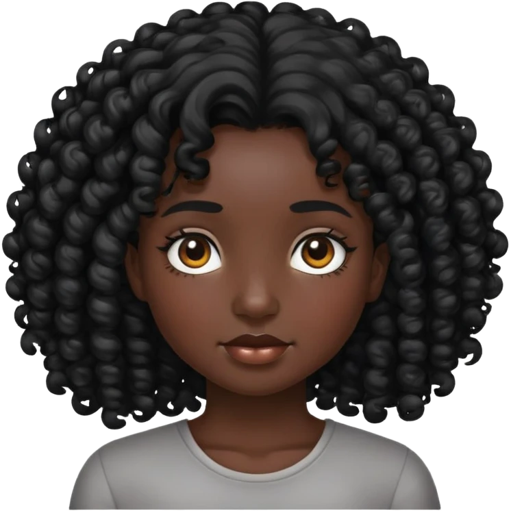 girl with curly black hair and black skin emoji