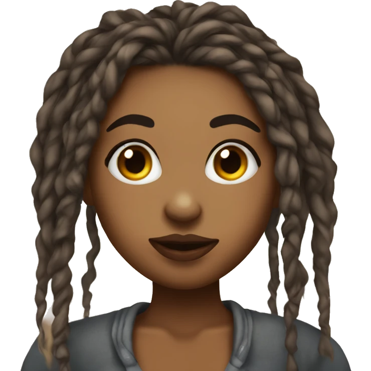 Brown skin woman with dreads a neck tat and a nose piercing making a kissy face  emoji