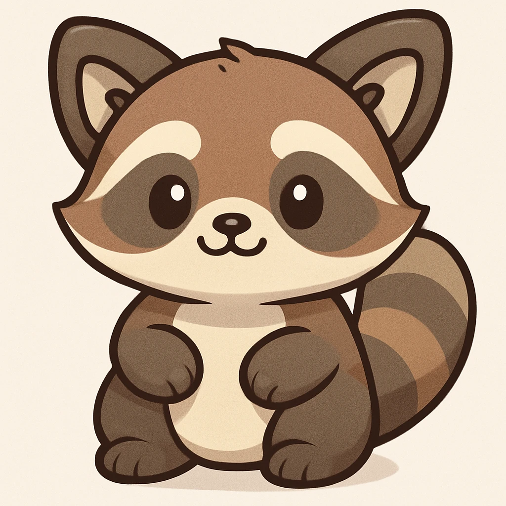 Make the red panda's fur color less orange, more muted and natural, while keeping it cute and in a cartoon sticker style. The original style is cartoon sticker style, so maintain that look in the edit. emoji
