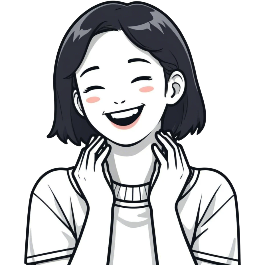 Girl with hands on neck laughing  emoji