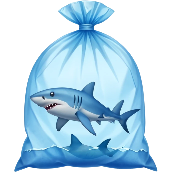 shark stuck in plastic waste bag emoji