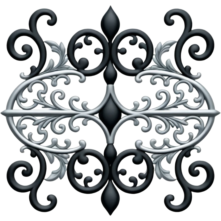 Black and silver filigree page divider, 3D, extremely detailed design emoji