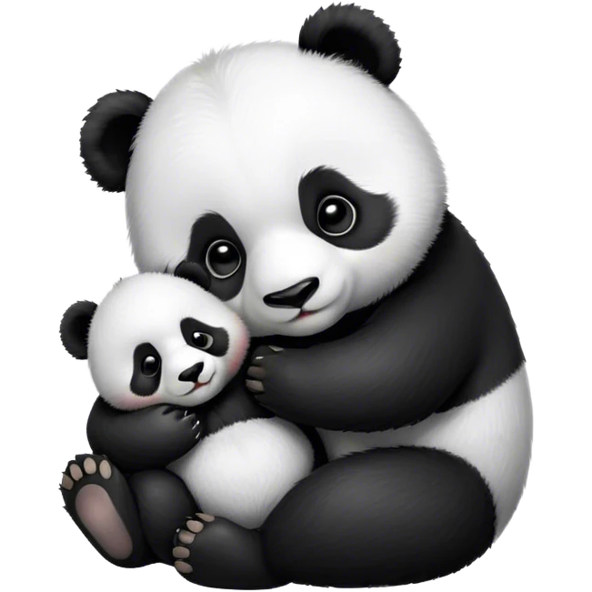 Panda kissing baby panda emoji