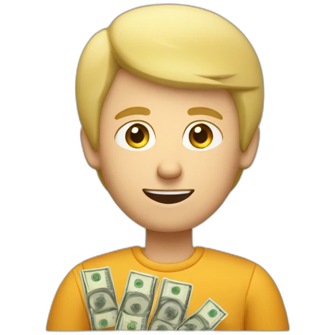 blonde caucasian middle-age male counting money emoji