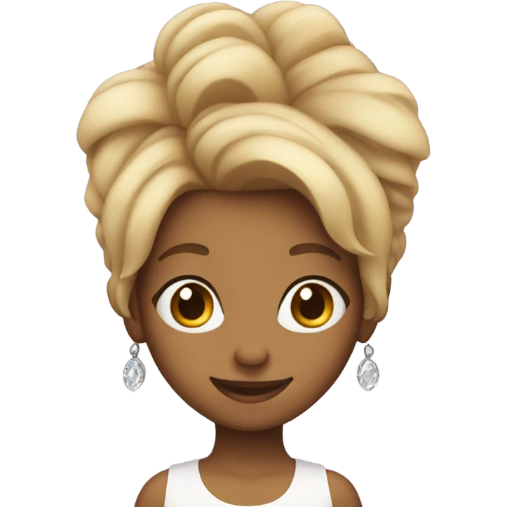 smiling girl with earrings and Karen hair cut emoji