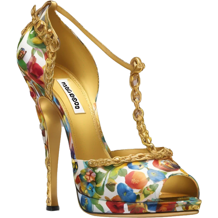 Dolce and Gabbana high heels with colourful print and golden detais  emoji