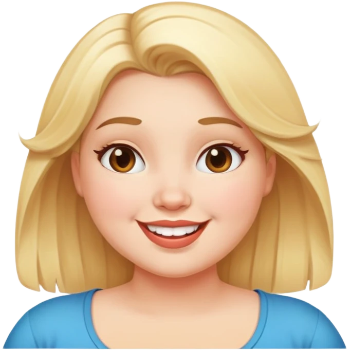 blonde plus size girl with happy expression emoji