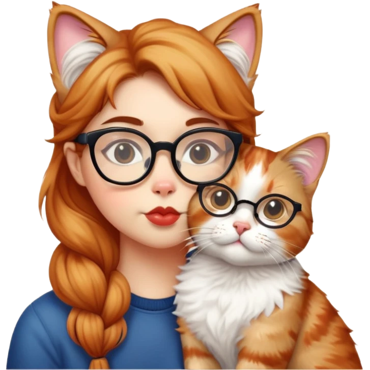 kissing cat + nerd emoji