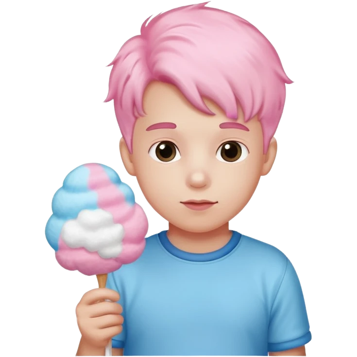 cotton candy holding male kid emoji