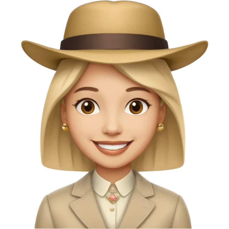 Una cara con una sonrisa un sombrero elegante y mirada con orgullo emoji