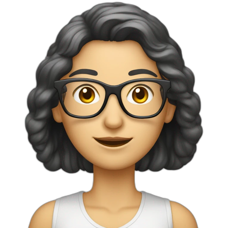 Frau mit großer schwarzer Brille, Mittelscheitel, lange Haare und einem Schleier auf dem kopf emoji