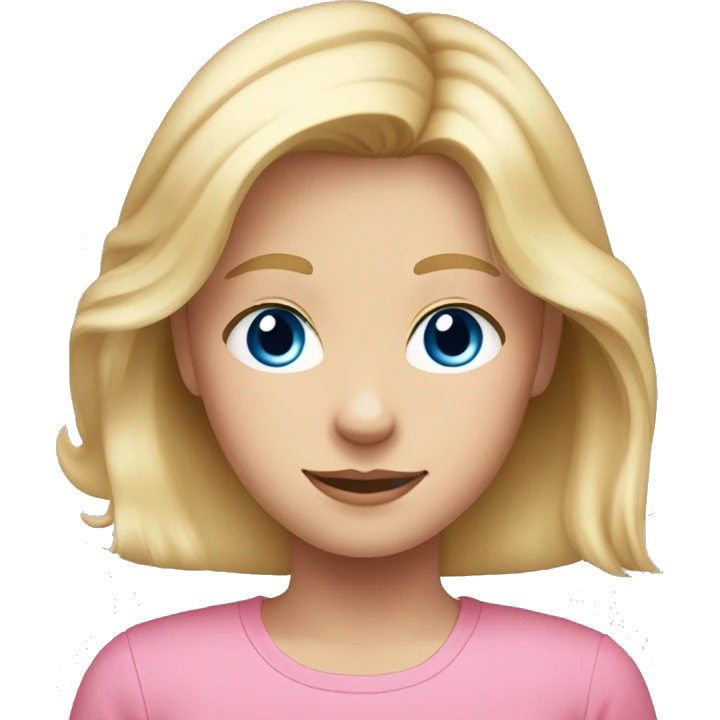 Blonde hair, blue eyes girl Age 13 hair just reaching her shoulders Wearing a pink top  emoji