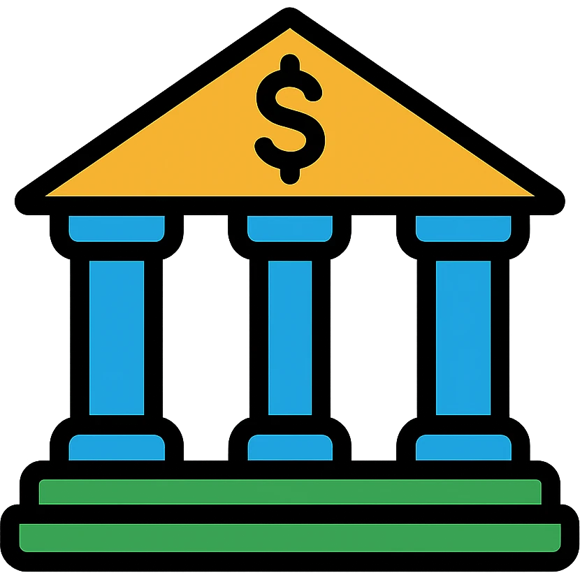 color outline icon of a bank building emoji