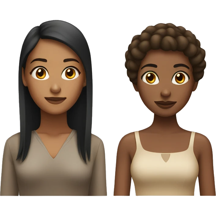 Brunette black woman and Brunette tan woman couple emoji