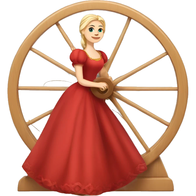 A Russian princess in a red dress spins threads on a spinning wheel emoji