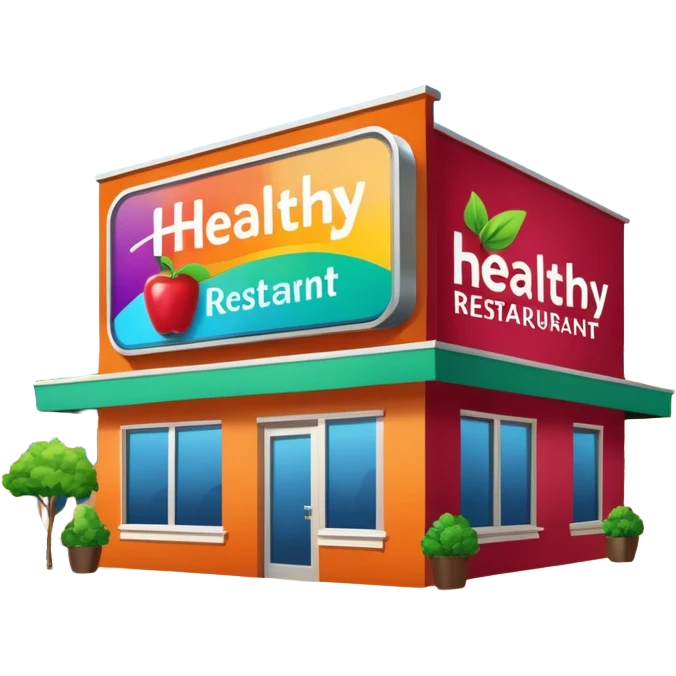 make a billboard on top of a healthy restaurant building written on it "healthy restaurant" emoji