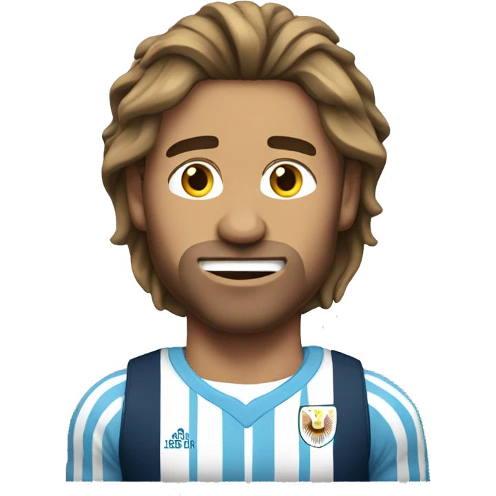 Man with muscles and long hair wearing Argentina T shirt  emoji