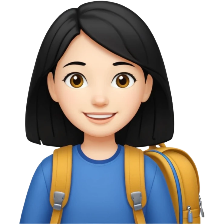 girl with black hair arriving to school on time emoji