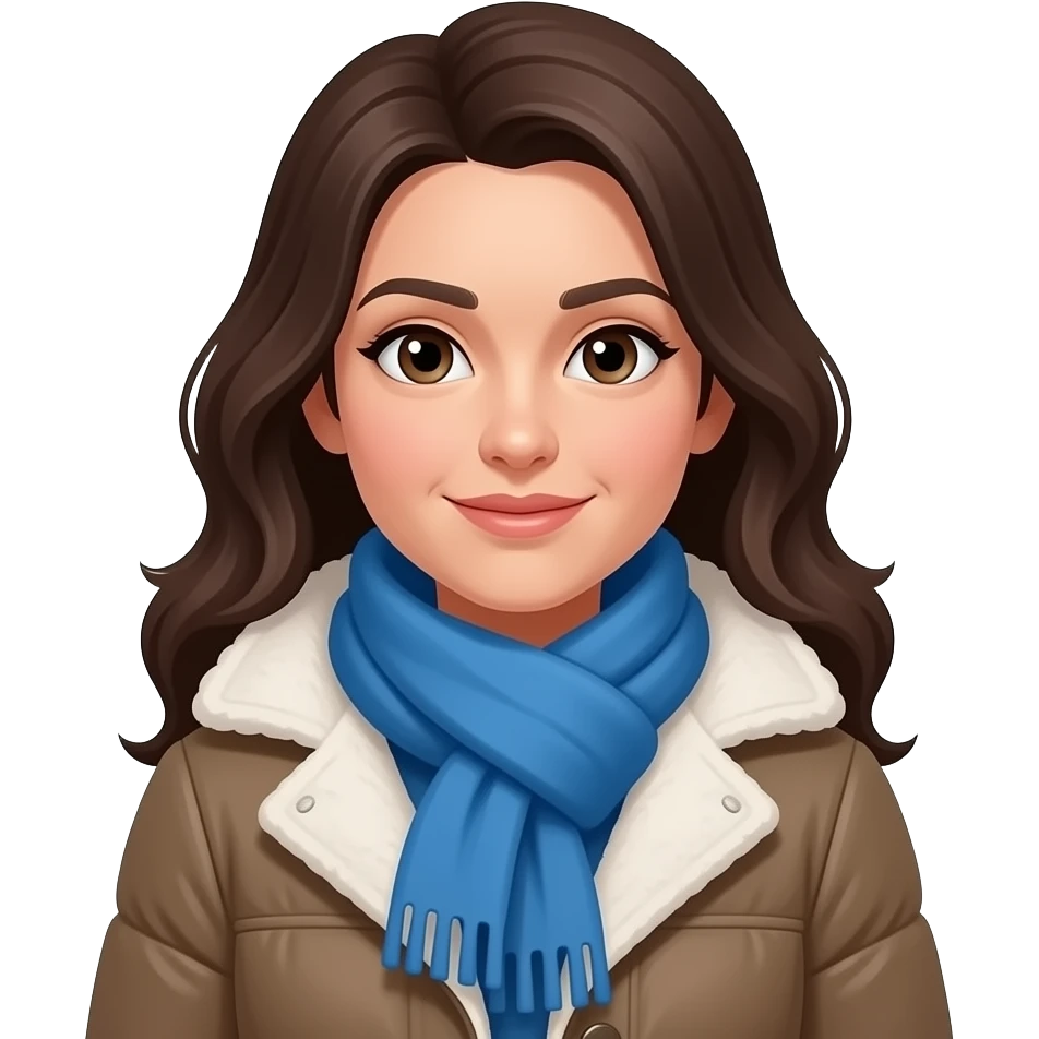 women in winter clothes with blue scarf emoji
