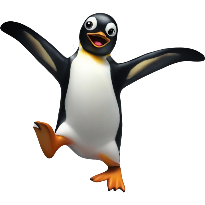 Penguin hopping in paint emoji