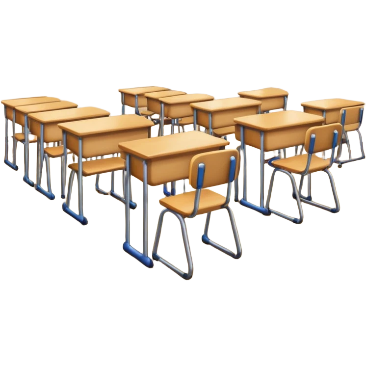 a classroom with desks and chairs emoji