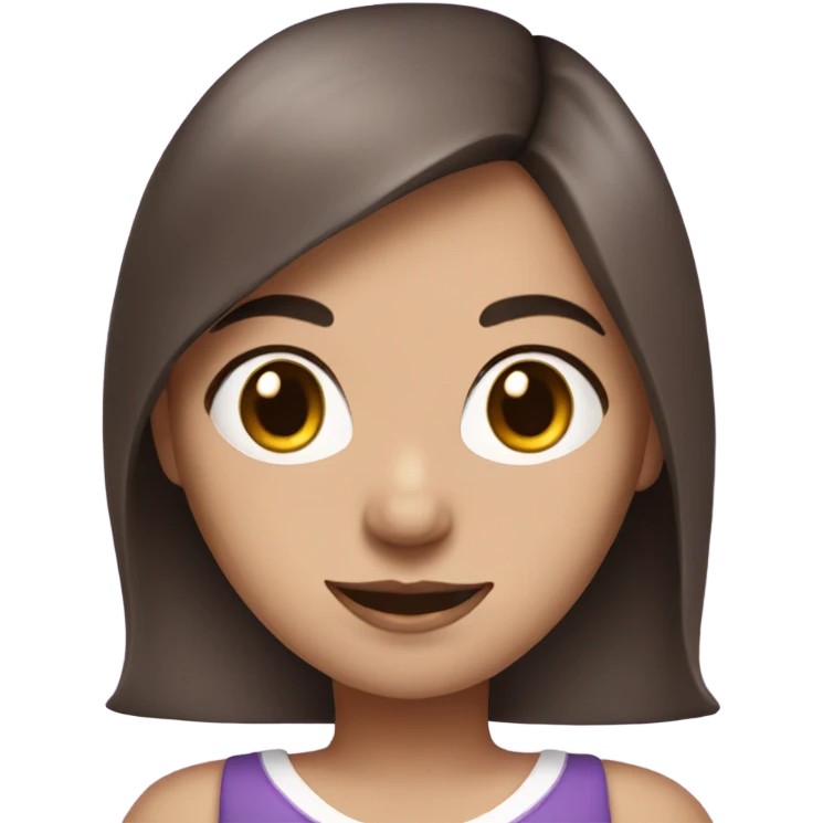 Brunette girl with white skin with bunny ears and a purple dress emoji