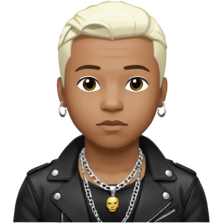 Sisqó, R&B Singer with platinum blonde hair, dark skin, shirtless with necklace, black leather jacket emoji
