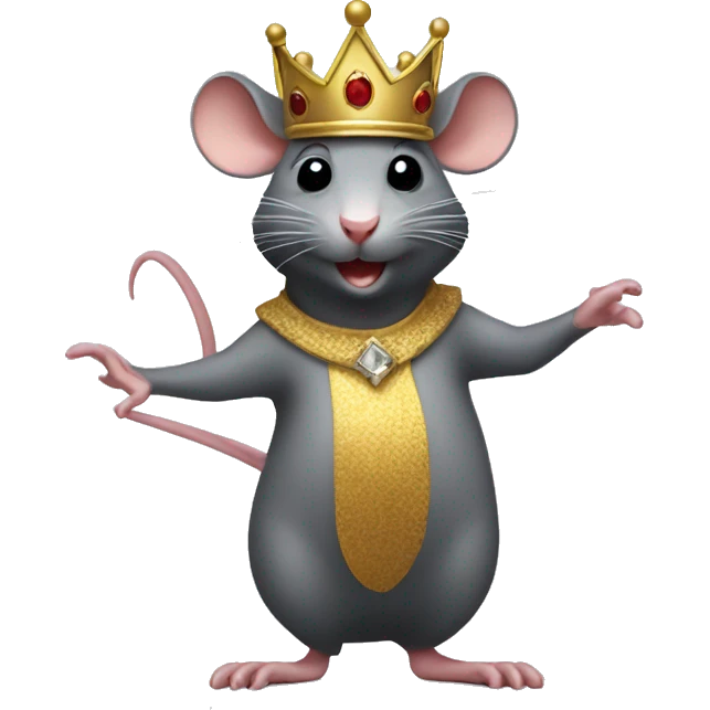 A rat with a crown dancing emoji