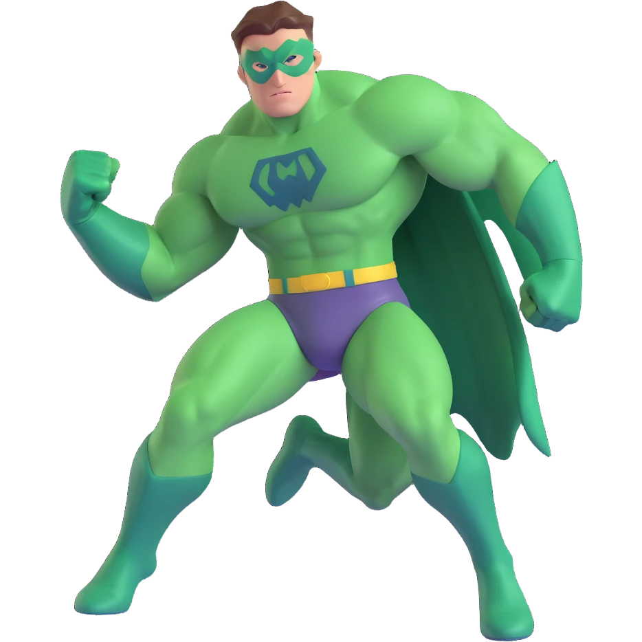 the Hulk, muscular green superhero, dynamic pose, 3D style emoji