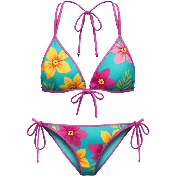 classic triangle bikini, vibrant colors emoji