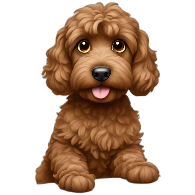 Brown Cockapoo writing in notebook emoji