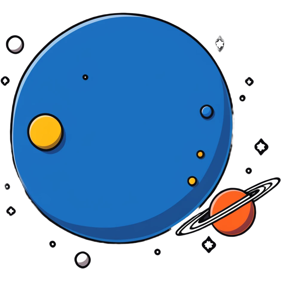 A colorful depiction of outer space with planets and stars emoji