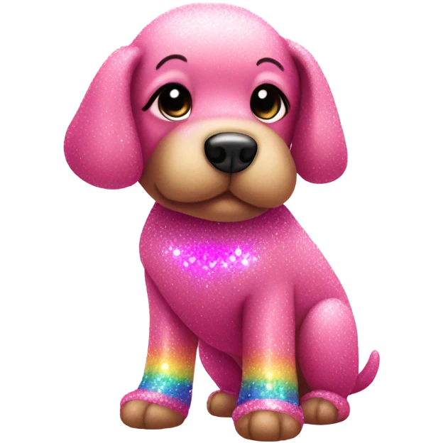 All Pink sparkly dog with rainbow boots  emoji