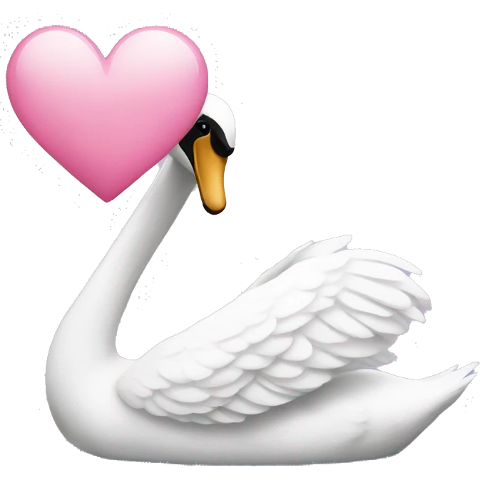 swan holding pink heart  emoji