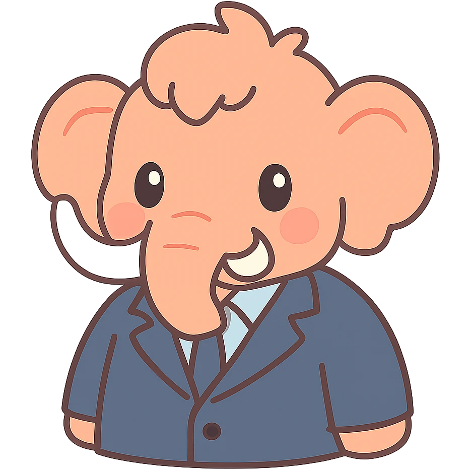corporate mammoth wearing navy blue blazer emoji