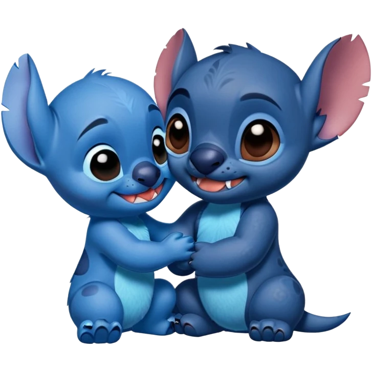 Lilo and stitch kissing each other emoji