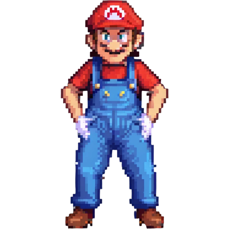 animated emote of a man resembling the reference photo, dressed as Mario, twerking emoji
