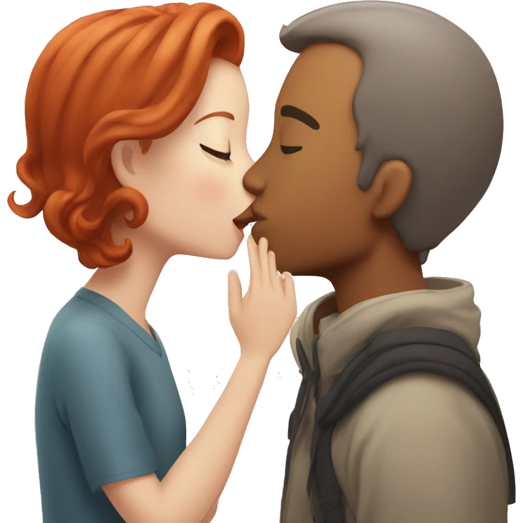 Redhead Girl Kissing japanese man  emoji