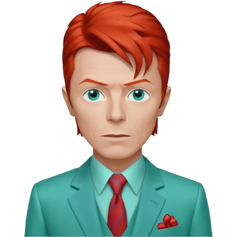 David Bowie with Blue  eyes, red hair, seafoam green suit emoji