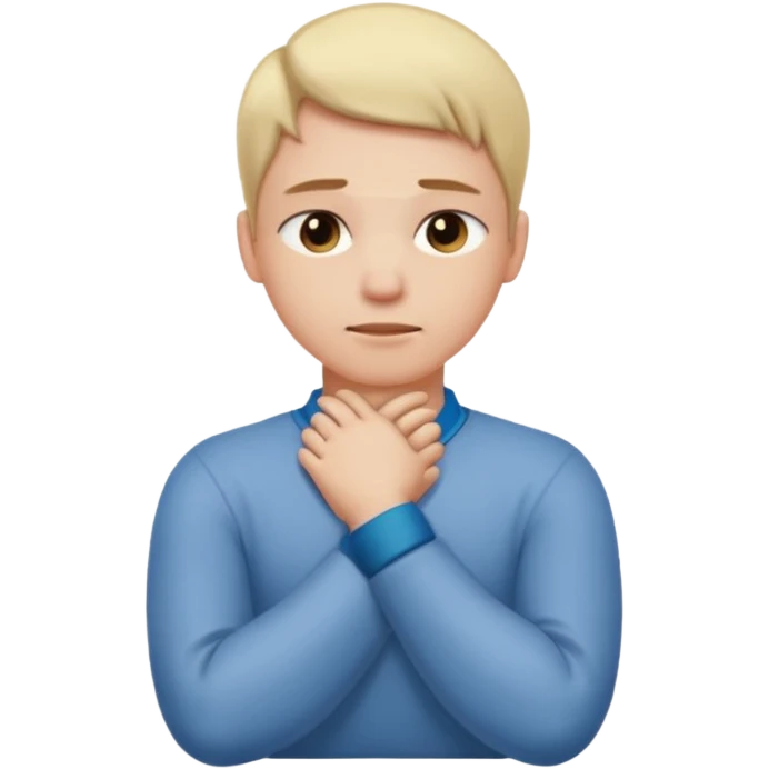 person with arms crossed holding their neck looking down emoji emoji