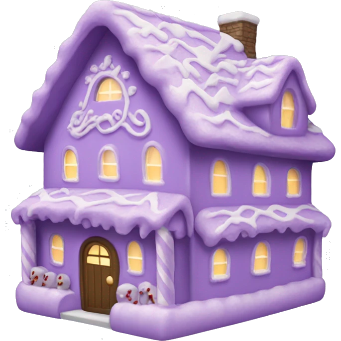 Cosy light purple gingerbread house  emoji