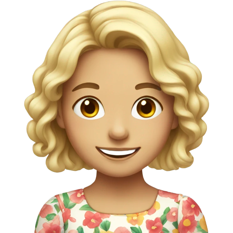 smiling girl in floral dress emoji