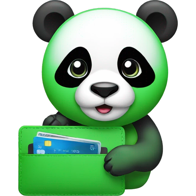 green panda with digital wallet emoji