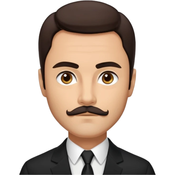 John Saxon with dark brown hair and short mustache, black suit, light tan skin emoji