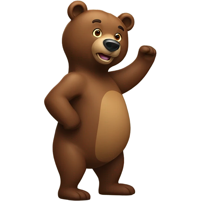 standing brown bear turned a bit to his right side, raising his right arm a bit and bending his left arm to his chest  emoji