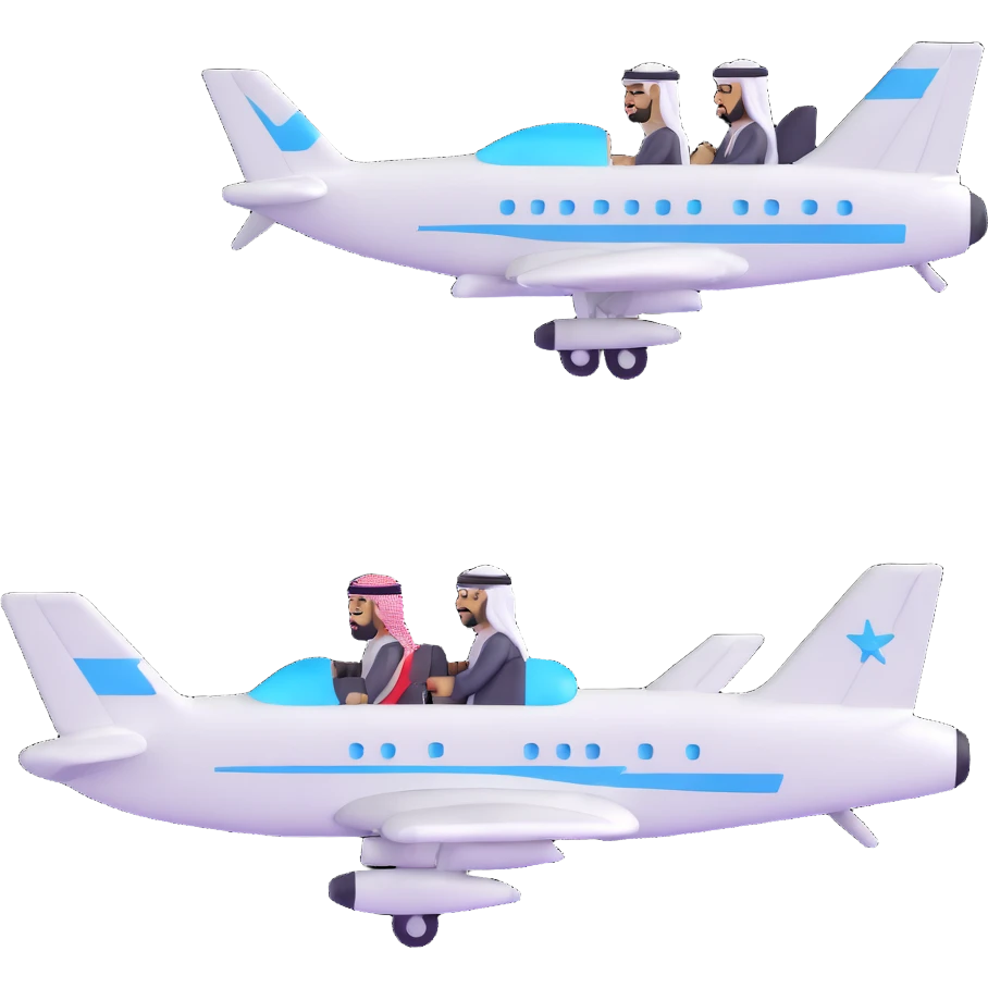 two Arab men flying a plane emoji