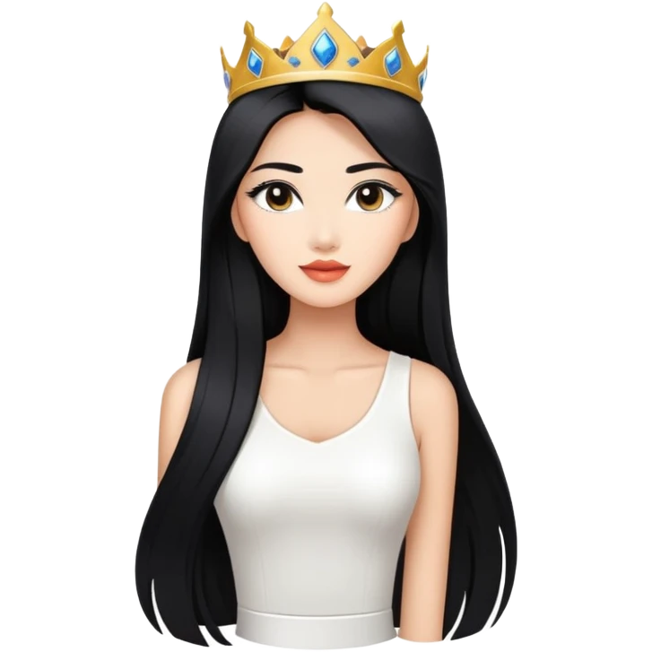 Miss Universe Southeast Asian woman with very long straight black hair wearing a beautiful white top emoji